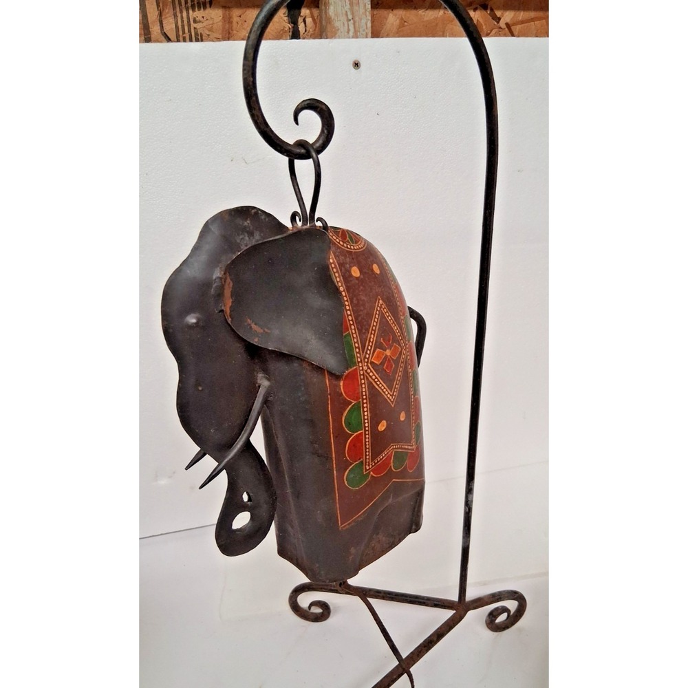 Vintage Hand Painted Decor Elephant Gong with stand